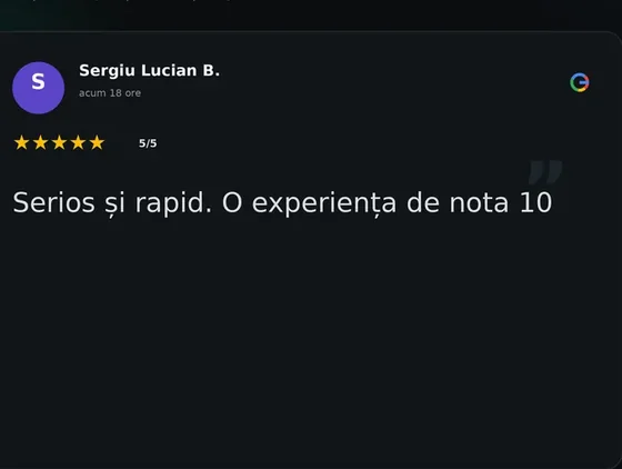 Recenzie Google de la Sergiu Lucian B.