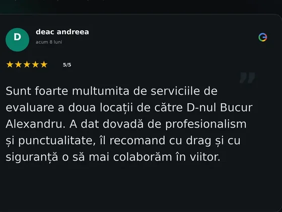 Recenzie Google de la Deac Andreea