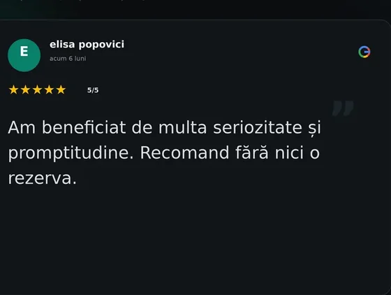 Recenzie Google de la Elisa Popovici