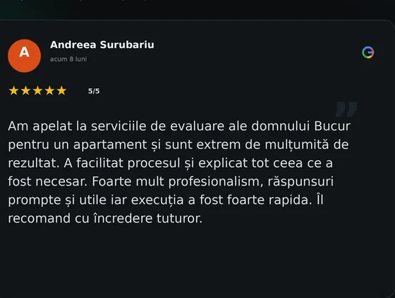 Recenzie Google de la Andreea Surubariu