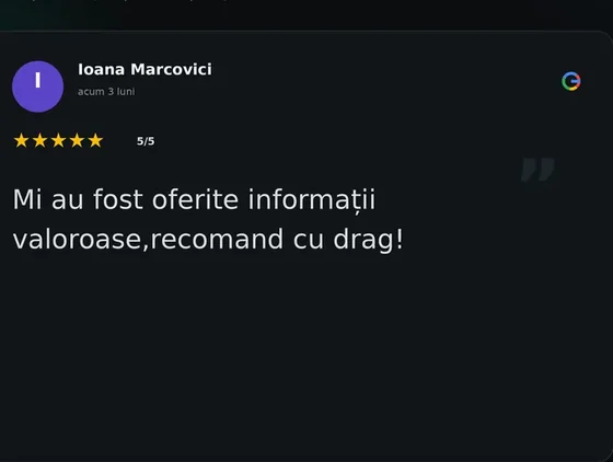 Recenzie Google de la Ioana Marcovici